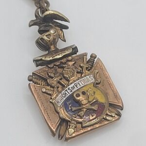 Vintage Knights of Pythias Gold Filled Pendant Skull Crossbones Fraternal‎